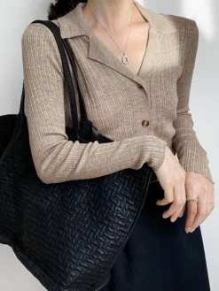 Button Up Collared Knit Top