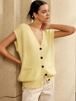 Button V-Neck Sweater Vest