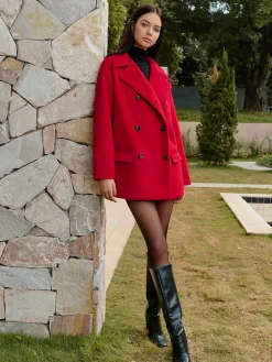 Button Warm Lapel Coat