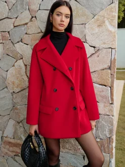 Button Warm Lapel Coat