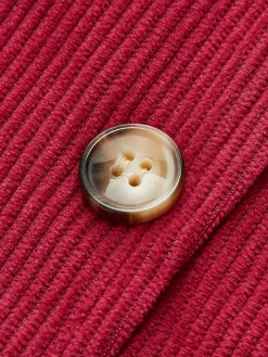 Button-Decor Corduroy Zipper Skirt
