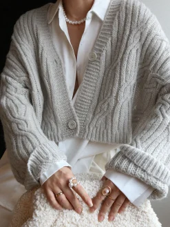 Cable Knit Crop Cardigan