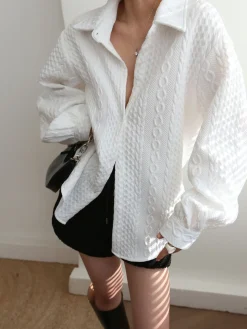 Cable Knit Oversized Shirt