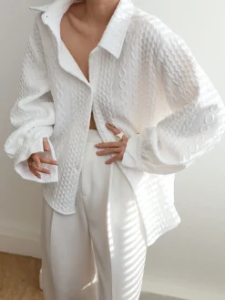 Cable Knit Oversized Shirt
