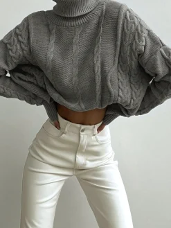 Cable Knit Turtleneck Oversized Sweater
