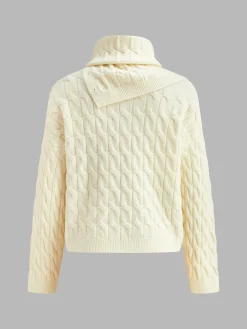 Cable Sweater With Button Scarf