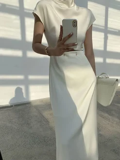 Cap Sleeve Cutout Midi Dress