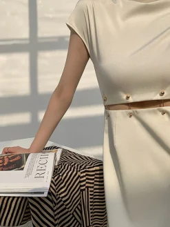 Cap Sleeve Cutout Midi Dress