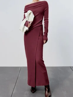Caramel Slit Maxi Knit Skirt