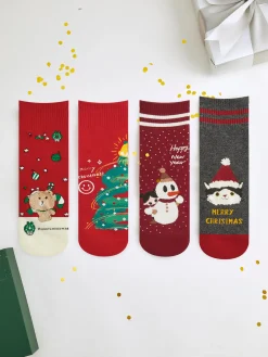 Cartoon Christmas Gift Box With Socks
