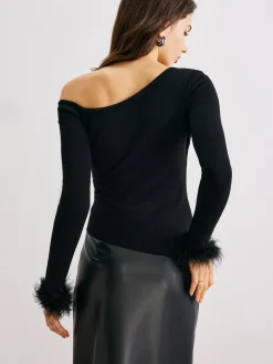 Cashmere Asymmetrical Neck Slim Sweater