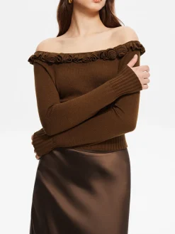 Cashmere-Blend Off-Shoulder Ruffle Sweater