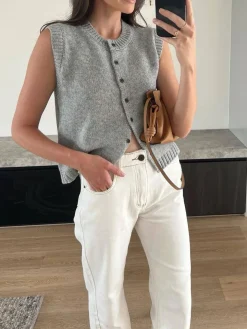 Casual Button Up Sweater Vest