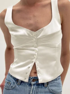 Casual Button-Front Tank Top