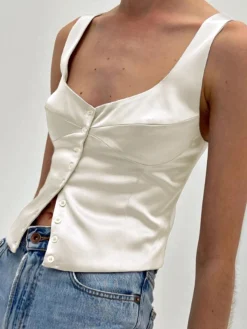 Casual Button-Front Tank Top