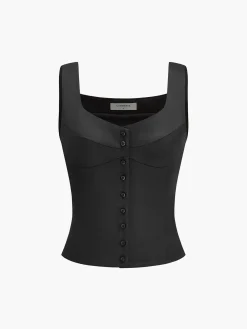 Casual Button-Front Tank Top