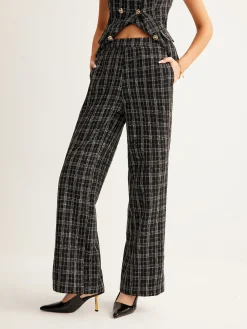 Casual Checked Tweed Pants