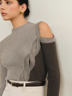 Casual Color Block Cutout Knit Top