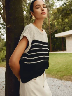 Casual Cotton Blends Striped Knit Top
