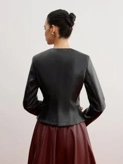 Casual Faux Leather Slim Jacket