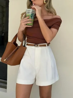 Casual Mid Waist Shorts Without Belt