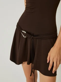 Casual Off-Shoulder Ruched Ruffle Hem Dress