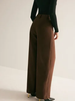 Casual Pleated Mid Waist Pants