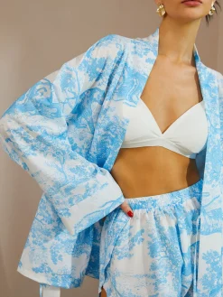 Casual Printed Shorts Set With Belt