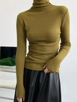 Casual Ribbed Turtleneck Shirt