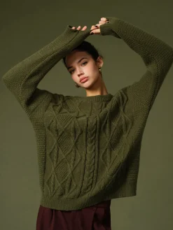 Casual Round Neck Twist Sweater