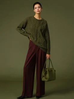 Casual Round Neck Twist Sweater