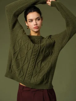 Casual Round Neck Twist Sweater
