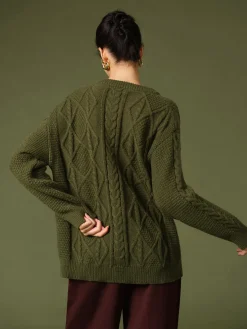 Casual Round Neck Twist Sweater
