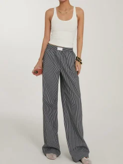 Casual Striped Wide Leg Pants