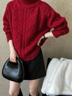 Casual Turtleneck Twist Sweater