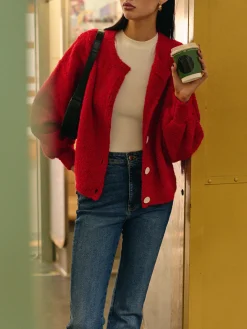 Casual Wool-Blend Button Cardigan