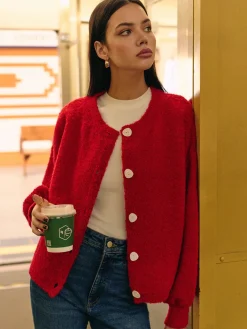 Casual Wool-Blend Button Cardigan