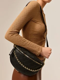 Chain Decor Zipper Shoulder Bag