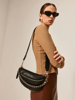 Chain Decor Zipper Shoulder Bag