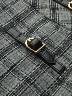 Checked Pleated Zipper Mini Skirt