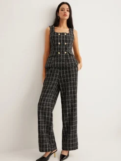 Checked Tweed Button Vest