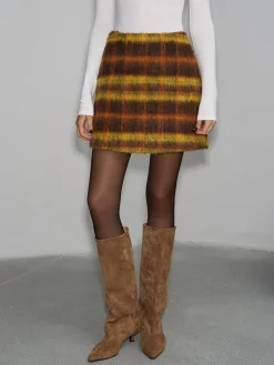 Checked Tweed Mini Skirt