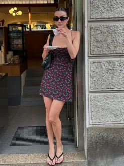Cherry Print Cami Short Dress