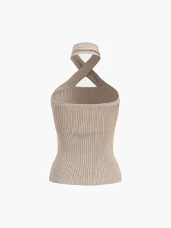 Chestnut Halter Rib Knit Top
