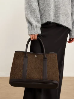 Chevron Button Clasp Tote Bag