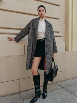 Chevron Pockets Long Coat