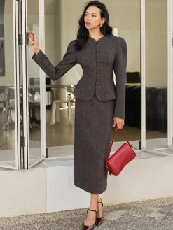 Chevron Split Pockets Skirt