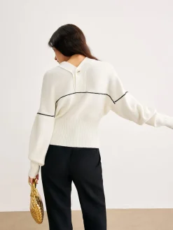 Chic Contrast Piping Button Cardigan