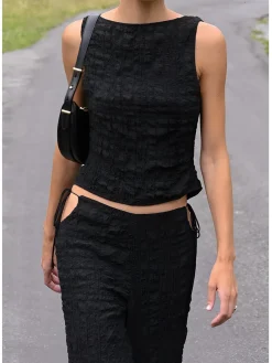 Chic Knotted Cutout Drawstring Skirt Set