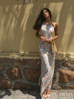 Chiffon Backless Floral Dress
